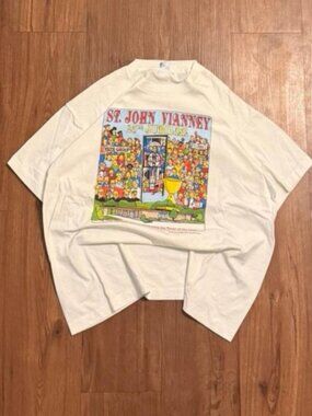 Vintage 25th Jubilee Religious Graphic Tee - St.John Vianney Anniversary Shirt
